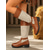 abordables Bottes de cheval-Bottes d'équitation en similicuir marron pour femme avec boucle et toile – bottes hautes bicolores décontractées pour le travail, les voyages et les activités de plein air
