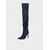 abordables Botas holgadas-Botas altas hasta la rodilla para mujer con diseño de pierna ancha, estilo convertible sobre la rodilla, botas de tacón de aguja con punta de gamuza para atuendos casuales de moda urbana.
