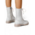 abordables Botas de combate-Botas de combate blancas con cordones y cremallera lateral para mujer, calzado de moda urbana con estilo.