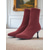 abordables Bottines-Bottines en tricot bordeaux pour femmes – bottines à talon aiguille et bout pointu en tissu extensible, style chic et moderne pour les tenues de bureau automne-hiver, les fêtes et les tenues de soirée élégantes