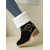 abordables Bottes de neige et d'hiver-Bottines en similicuir pour femme avec revers et boucle en peau lainée – bottines d'hiver décontractées à talons épais pour l'extérieur, les voyages et les tenues douillettes