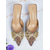 ieftine Saboți de Damă-Sandale damă cu vârful ascuțit și strasuri - tocuri slip-on tip kitten cu sclipici și fundă din perle pentru cocktailuri &amp;evenimente de seară