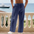 preiswerte Urlaub-Herren Leinenhosen Hose Strandhose Kordelzug Tasche Elastischer Bund Einfach Komfort Atmungsaktiv Täglich Strand Urlaub Hawaiianisch Boho Weiß Marineblau
