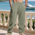 preiswerte Urlaub-Herren Leinenhosen Hose Strandhose Kordelzug Tasche Elastischer Bund Einfach Komfort Atmungsaktiv Täglich Strand Urlaub Hawaiianisch Boho Weiß Marineblau