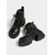abordables Bottes-Bottines motardes noires pour femmes – bottines à plateforme à lacets en similicuir avec boucles et clous, talons épais pour un style streetwear gothique, des tenues d'automne et des looks de festival