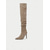 abordables Botas holgadas-Botas altas hasta la rodilla para mujer con diseño de pierna ancha, estilo convertible sobre la rodilla, botas de tacón de aguja con punta de gamuza para atuendos casuales de moda urbana.