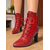 abordables Victoriano &amp; Eduardo-Botines rojos de tacón alto con cordones para mujer: botas estilo victoriano retro chic de piel sintética y encaje para looks de otoño, ropa de calle y eventos festivos.