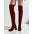 economico Stivali alla moda-stivali sopra il ginocchio da donna in pelle scamosciata bordeaux con tacco a blocco e bottoni decorativi - versatili per l'autunno &amp;calzature invernali alla moda per look streetwear e serali alla
