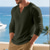 cheap Basic T shirts-Men's T Shirt Henley Shirt Tee Tee Top Long Sleeve Henley Spring Fall Plain Fashion Designer Basic Buttons Vacation Street Going out Black White Khaki Top Tee for Men