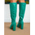 abordables Botas de moda-Botas de piel sintética hasta la rodilla verdes para mujer: botas de tacón cuadrado con punta puntiaguda para otoño e invierno, estilo urbano, salidas diarias y moda festiva.
