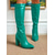abordables Botas de moda-Botas de piel sintética hasta la rodilla verdes para mujer: botas de tacón cuadrado con punta puntiaguda para otoño e invierno, estilo urbano, salidas diarias y moda festiva.