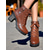 abordables Botines-Botines marrones de tacón grueso con cordones para mujer: estilo militar de piel sintética con cremallera lateral y detalle de hebilla, ideales para conjuntos de otoño, actividades al aire libre y ropa de calle informal.