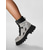 baratos Botas da moda-Botas plataforma de combate femininas com strass - botas de cano curto brilhantes com cadarço e sola grossa para festas e saídas à noite &amp;moda de festival