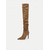 abordables Botas holgadas-Botas altas hasta la rodilla para mujer con diseño de pierna ancha, estilo convertible sobre la rodilla, botas de tacón de aguja con punta de gamuza para atuendos casuales de moda urbana.