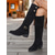 preiswerte Modische Stiefel-Damenstiefel aus khakifarbenem Wildleder mit Schnallenriemen – klassische Reitstiefel mit runder Spitze und niedrigem Absatz für Freizeitkleidung im Herbst und Winter sowie Outdoor-Mode