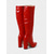 abordables Botas de moda-Botas de piel sintética hasta la rodilla verdes para mujer: botas de tacón cuadrado con punta puntiaguda para otoño e invierno, estilo urbano, salidas diarias y moda festiva.