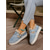 cheap Snow &amp; Winter Boots-Women's Denim Fleece Lined Snow Booties – Warm Casual Slip-On Winter Shoes with Velcro Strap for Travel and Outdoor Walks