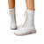 abordables Botas de combate-Botas de combate blancas con cordones y cremallera lateral para mujer, calzado de moda urbana con estilo.