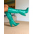 abordables Botas de moda-Botas de piel sintética hasta la rodilla verdes para mujer: botas de tacón cuadrado con punta puntiaguda para otoño e invierno, estilo urbano, salidas diarias y moda festiva.