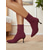abordables Bottines-Bottines en tricot bordeaux pour femmes – bottines à talon aiguille et bout pointu en tissu extensible, style chic et moderne pour les tenues de bureau automne-hiver, les fêtes et les tenues de soirée élégantes