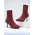 abordables Bottines-Bottines en tricot bordeaux pour femmes – bottines à talon aiguille et bout pointu en tissu extensible, style chic et moderne pour les tenues de bureau automne-hiver, les fêtes et les tenues de soirée élégantes