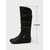 cheap Slouch Boots-Women's Black Faux Leather Knee-High Slouch Boots – Side Zip and Buckle Strap Detail, Riding &amp; Fall Fashion