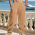 preiswerte Urlaub-Herren Leinenhosen Hose Strandhose Kordelzug Tasche Elastischer Bund Einfach Komfort Atmungsaktiv Täglich Strand Urlaub Hawaiianisch Boho Weiß Marineblau