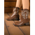 tanie Kowboj i zachodnie buty-Brązowe kowbojskie botki damskie do kostki z haftowanym wzorem westernowym i blokowym obcasem, obuwie w stylu boho western