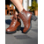 abordables Botines-Botines marrones de tacón grueso con cordones para mujer: estilo militar de piel sintética con cremallera lateral y detalle de hebilla, ideales para conjuntos de otoño, actividades al aire libre y ropa de calle informal.
