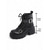 abordables Bottes-Bottines motardes noires pour femmes – bottines à plateforme à lacets en similicuir avec boucles et clous, talons épais pour un style streetwear gothique, des tenues d'automne et des looks de festival