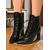 abordables Victoriano &amp; Eduardo-Botines rojos de tacón alto con cordones para mujer: botas estilo victoriano retro chic de piel sintética y encaje para looks de otoño, ropa de calle y eventos festivos.