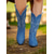 economico Stivali da cowboy e occidentali-stivali da cowboy western in denim blu da donna con dettagli ricamati – stivali a punta a metà polpaccio per festival musicali, eventi rodeo e abiti in stile country
