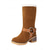abordables Bottes de neige et d'hiver-Bottines en similicuir pour femme avec revers et boucle en peau lainée – bottines d'hiver décontractées à talons épais pour l'extérieur, les voyages et les tenues douillettes