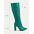 abordables Botas de moda-Botas de piel sintética hasta la rodilla verdes para mujer: botas de tacón cuadrado con punta puntiaguda para otoño e invierno, estilo urbano, salidas diarias y moda festiva.