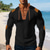baratos Camiseta de malha waffle-Homens Camiseta Camisetas Camiseta de malha waffle T-shirt Manga Longa Decote V Primavera Outono Bloco de cor Moda Designer Básico Cordões Férias Rua Para Noite Adamascado Preto Branco Top Tee para