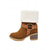 abordables Bottes de neige et d'hiver-Bottines en similicuir pour femme avec revers et boucle en peau lainée – bottines d'hiver décontractées à talons épais pour l'extérieur, les voyages et les tenues douillettes