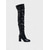 abordables Botas holgadas-Botas de tacón de bloque por encima de la rodilla para mujer con cremallera lateral y diseño holgado: calzado elegante para atuendos casuales y cotidianos urbanos de mujer.