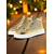economico Sneakers da donna-sneakers alte da donna con glitter dorati, scarpe casual con lacci metallizzati lucidi per la vita notturna, le feste e la moda da discoteca