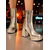 abordables Estilo Disco y Hippie de los años 70-Botines de plataforma de piel sintética dorada metalizada para mujer: botas de tacón alto grueso con cremallera estilo disco de los años 80 para fiestas retro, discotecas y actuaciones en el escenario.