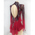 abordables Vestidos de Patinaje Artístico-Vestido de patinaje artístico para mujer y niña, rojo, espalda abierta, dobladillo asimétrico, malla de alta elasticidad, ropa de entrenamiento para competición, patinaje clásico con