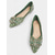 baratos Sapatilhas de mulher-sapatilhas femininas verdes com strass e pérolas - sapatos sociais de bico fino com fivela para coquetéis &amp;eventos noturnos