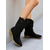 cheap Fashion Boots-Women's Red Faux Suede Slouch Mid-Calf Boots with Low Block Heel and Pull Tabs – Stylish Winter and Holiday Footwear for Casual Outfits and Christmas