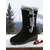 abordables Botas de nieve e invierno-Botas de invierno negras de ante sintético para mujer, de media caña, con forro de piel afelpada, antideslizantes, con tacón de cuña, para exteriores, cálidas para trekking y viajes.