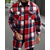 cheap Flannel Shirts-Men's Shacket Shirt Jacket Winter Jacket Plaid Vacation Daily Wear Black Wine Orange Khaki Long Sleeve Lapel Fall Winter Clothing Apparel Pocket