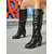 billige Slouch Boots-Brune damestøvletter med løs pasform, spenner og blokkhæl til midt på leggen, stilige og hverdagslige for høst og vinter.