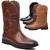 voordelige Cowboy &amp; Western Boots-Heren Amerikaanse vlag reliëf cowboy werklaarzen - duurzame bruine imitatieleren westernlaarzen met robuuste zool voor buiten en casual gebruik