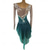 cheap Figure Skating Dresses-Green Ombre Long Sleeve Floral Open Back Figure Skating Dress for Women and Girls, Rhinestone Ice Skating Competition Dress