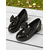 abordables Zapatos de salón de tacón ancho-Mocasines de tacón grueso de charol sintético para mujer con lazo extragrande: zapatos de vestir de estilo retro para actividades informales al aire libre y ropa de calle diaria.
