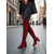 economico Stivali alla moda-stivali sopra il ginocchio da donna in pelle scamosciata bordeaux con tacco a blocco e bottoni decorativi - versatili per l'autunno &amp;calzature invernali alla moda per look streetwear e serali alla