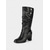 abordables Botas holgadas-Botas holgadas hasta media pantorrilla negras para mujer con correas con hebilla, elegantes y versátiles para uso informal, de otoño e invierno.